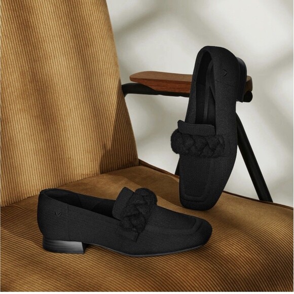 VIVAIA Caitlin Women's Black Knit Square Toe Knot Loafer 10.5 Flats Shoes - Picture 2 of 9